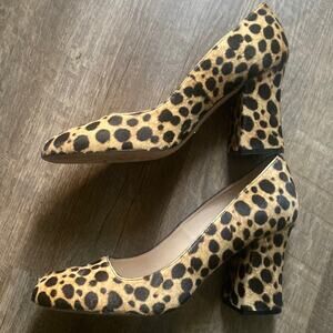 Stuart Weitzman Leopard Print Block Heel Pumps - Black & Tan